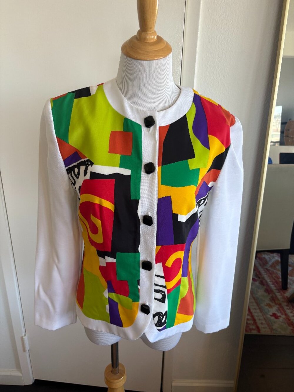 Vintage 80s Memphis Geometric Colorblock Statement Jacket